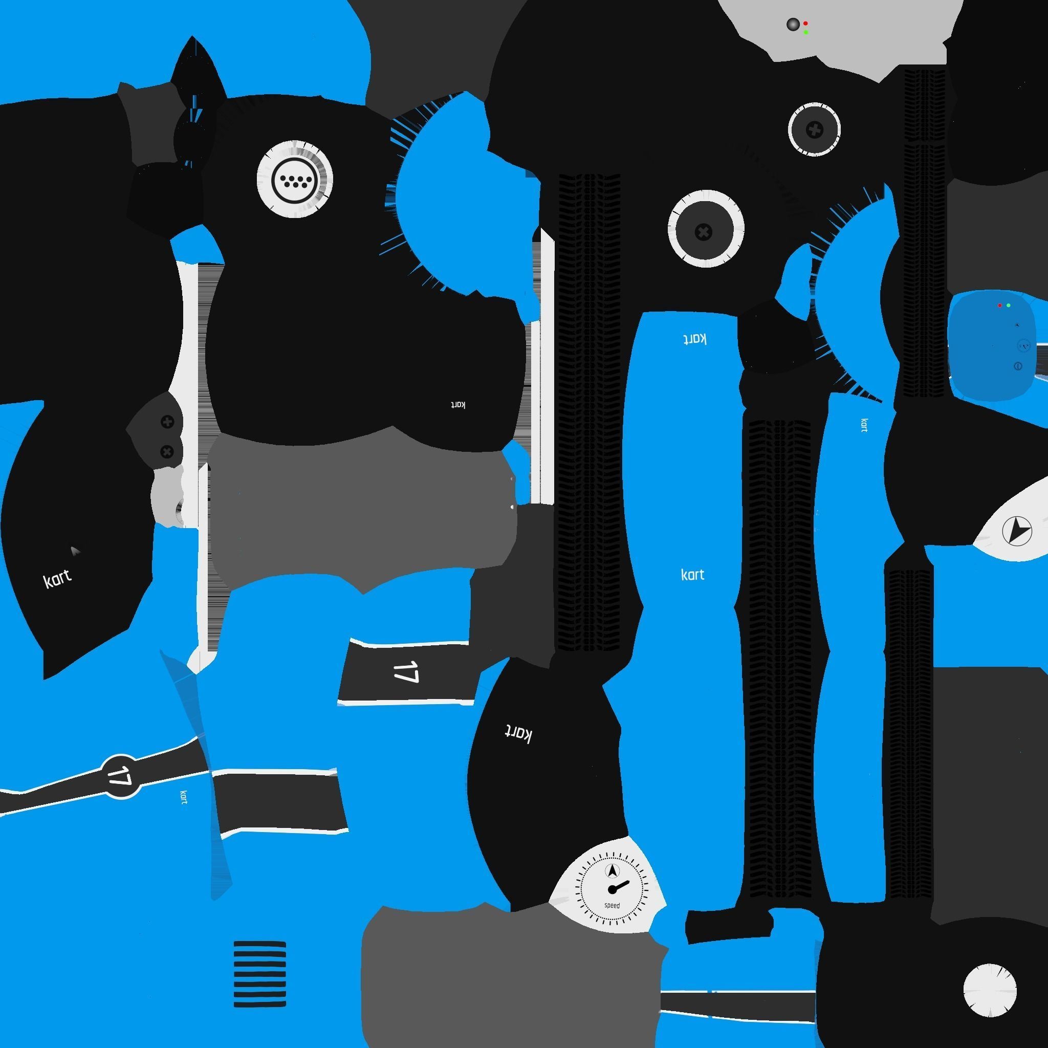 Cartoon Kart A02 Blue - Vehicle Racing Design Low-poly 3D model_19