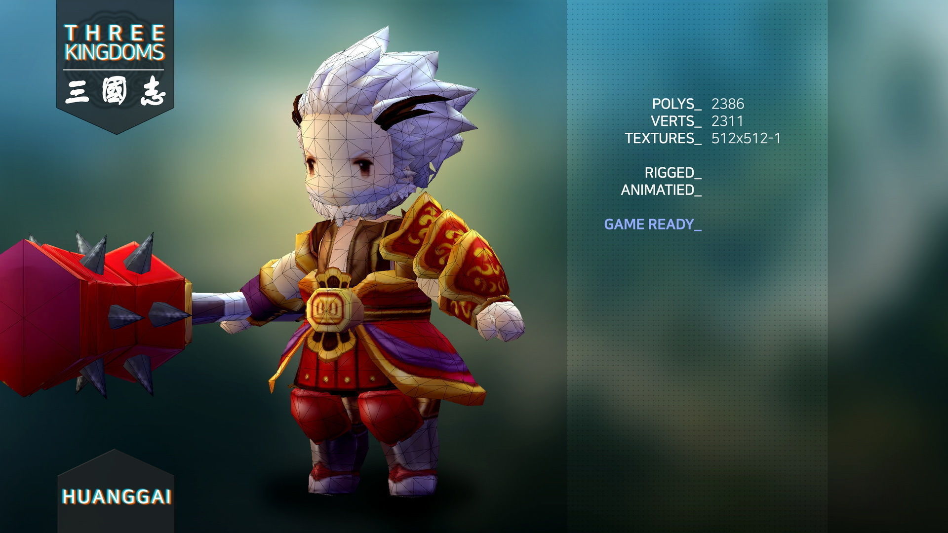 Three kingdoms - Huang Gai Low-poly 3D model_2