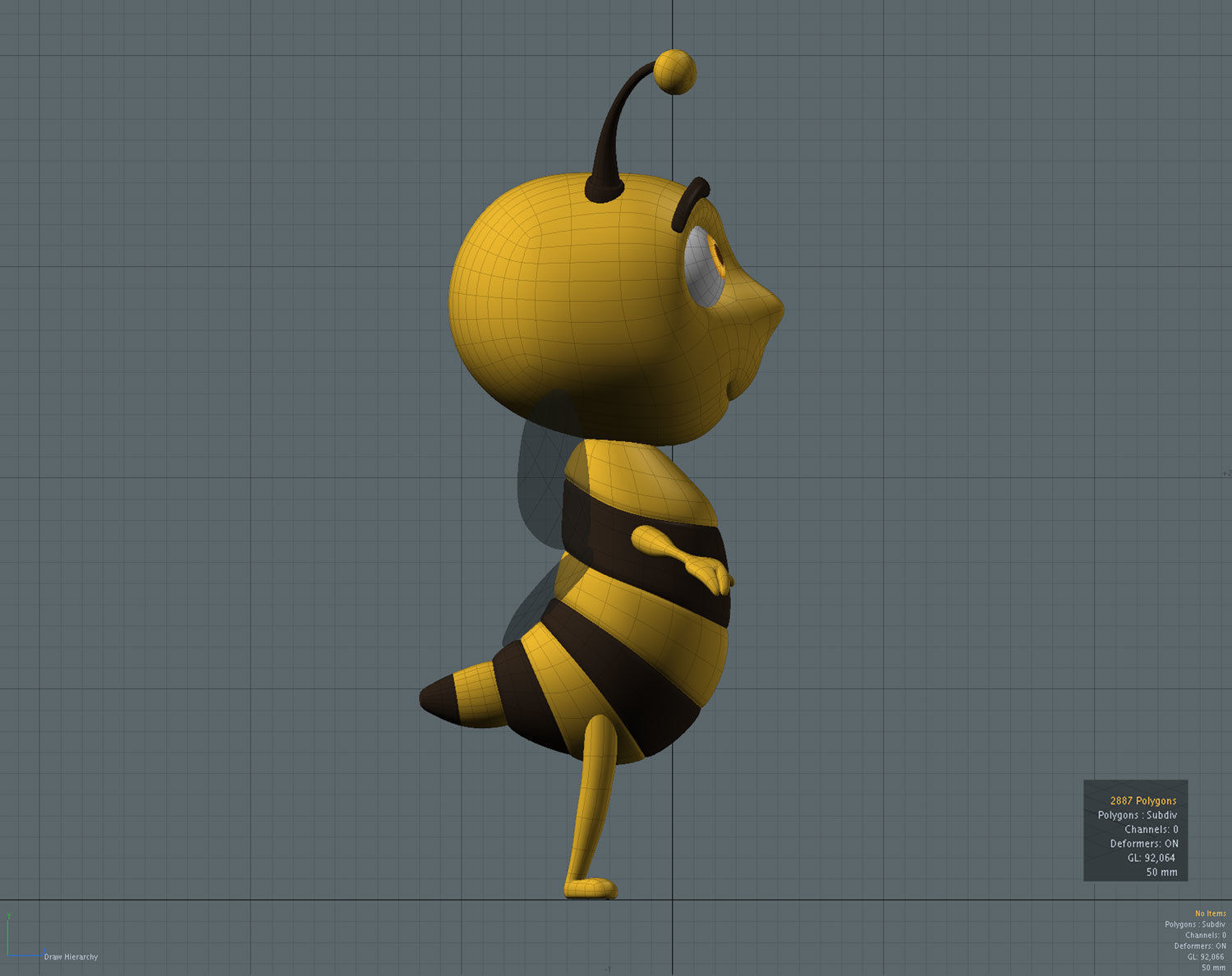 Bee cartoon character 3D 3D model_3