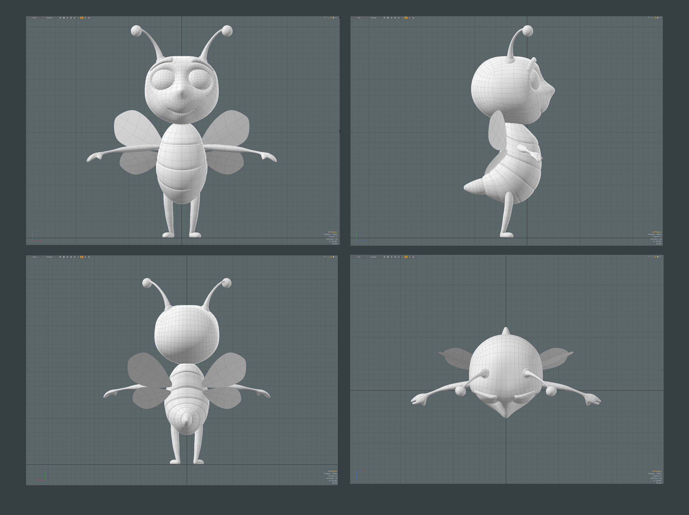 Bee cartoon character 3D 3D model_5