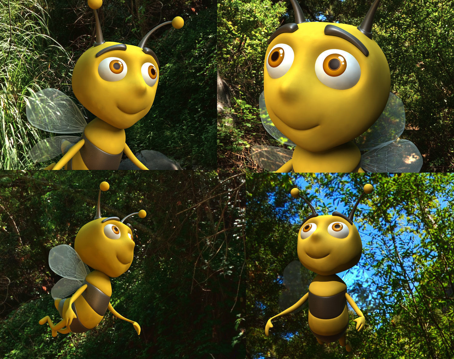 Bee cartoon character 3D 3D model_4