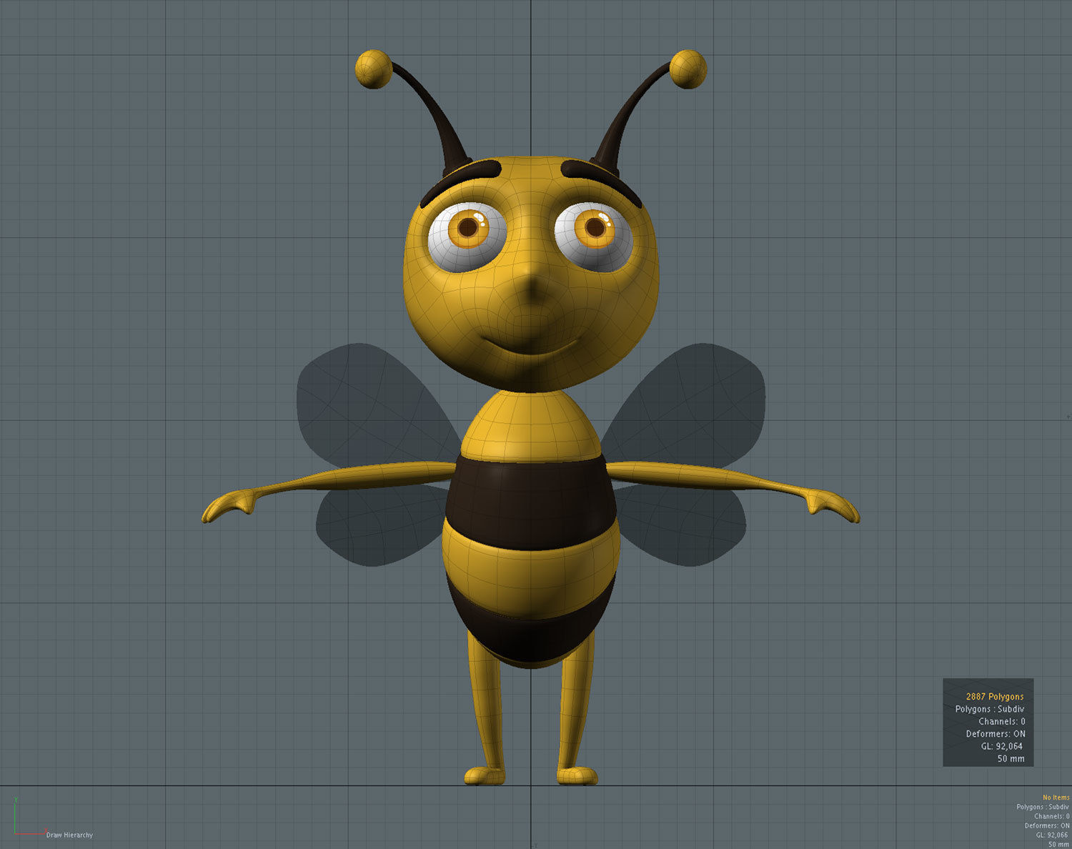Bee cartoon character 3D 3D model_1