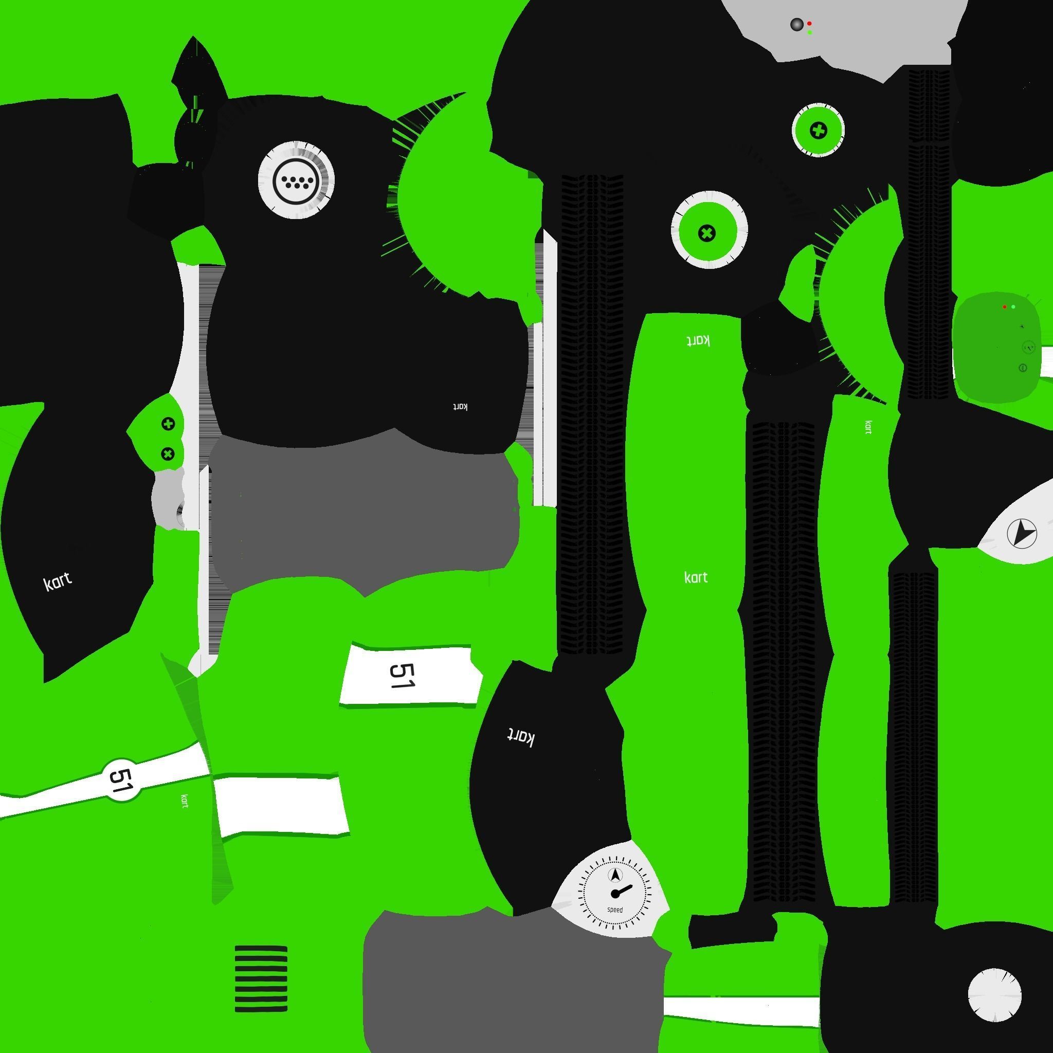 Cartoon Kart A03 Green - Vehicle Racing Design Low-poly 3D model_19