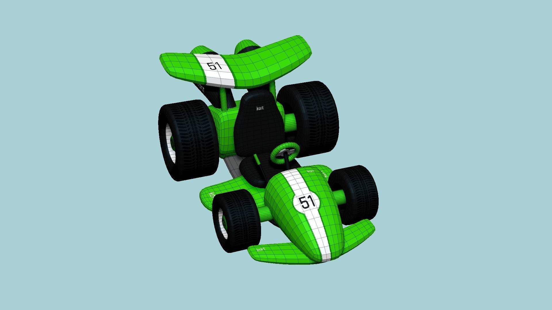 Cartoon Kart A03 Green - Vehicle Racing Design Low-poly 3D model_6