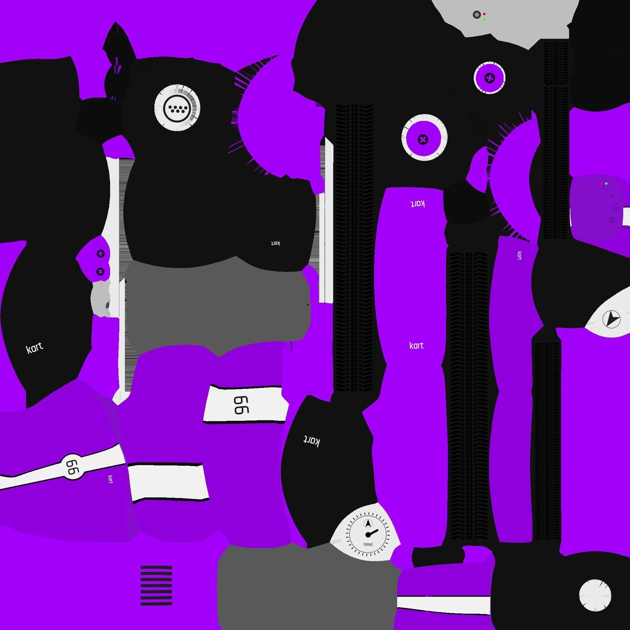 Cartoon Kart A04 Purple - Vehicle Racing Design Low-poly 3D model_19