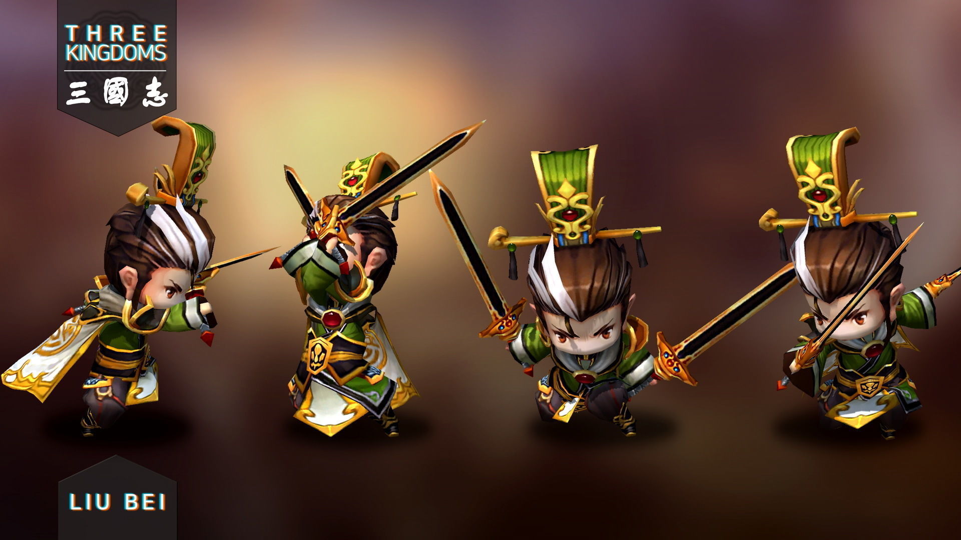 Three kingdoms - Liu Bei Low-poly 3D model_3