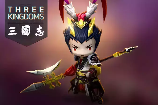 Three kingdoms - Lu Bu 1 Low-poly 3D model