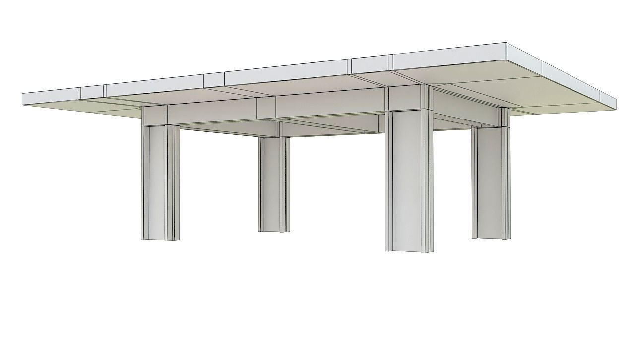 Big wooden table 3D model_4