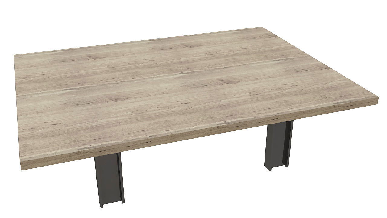 Big wooden table 3D model_1