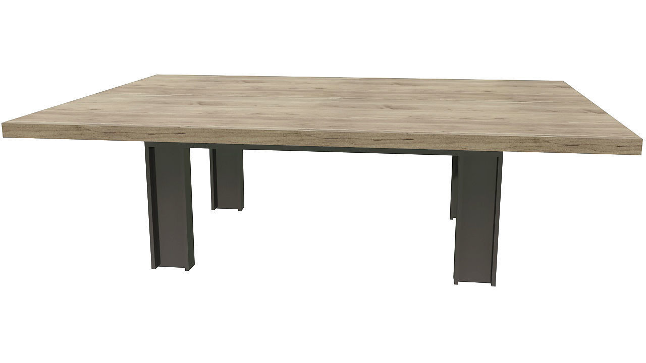 Big wooden table 3D model_2