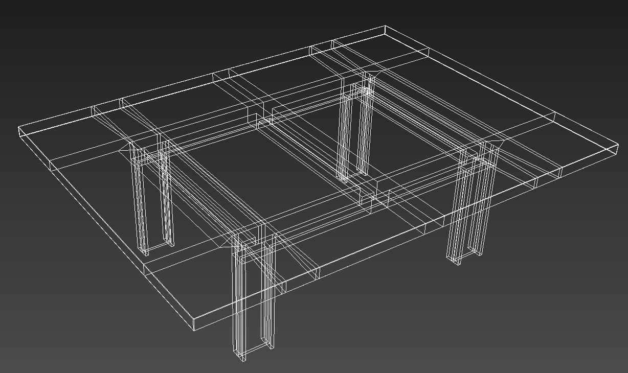 Big wooden table 3D model_11