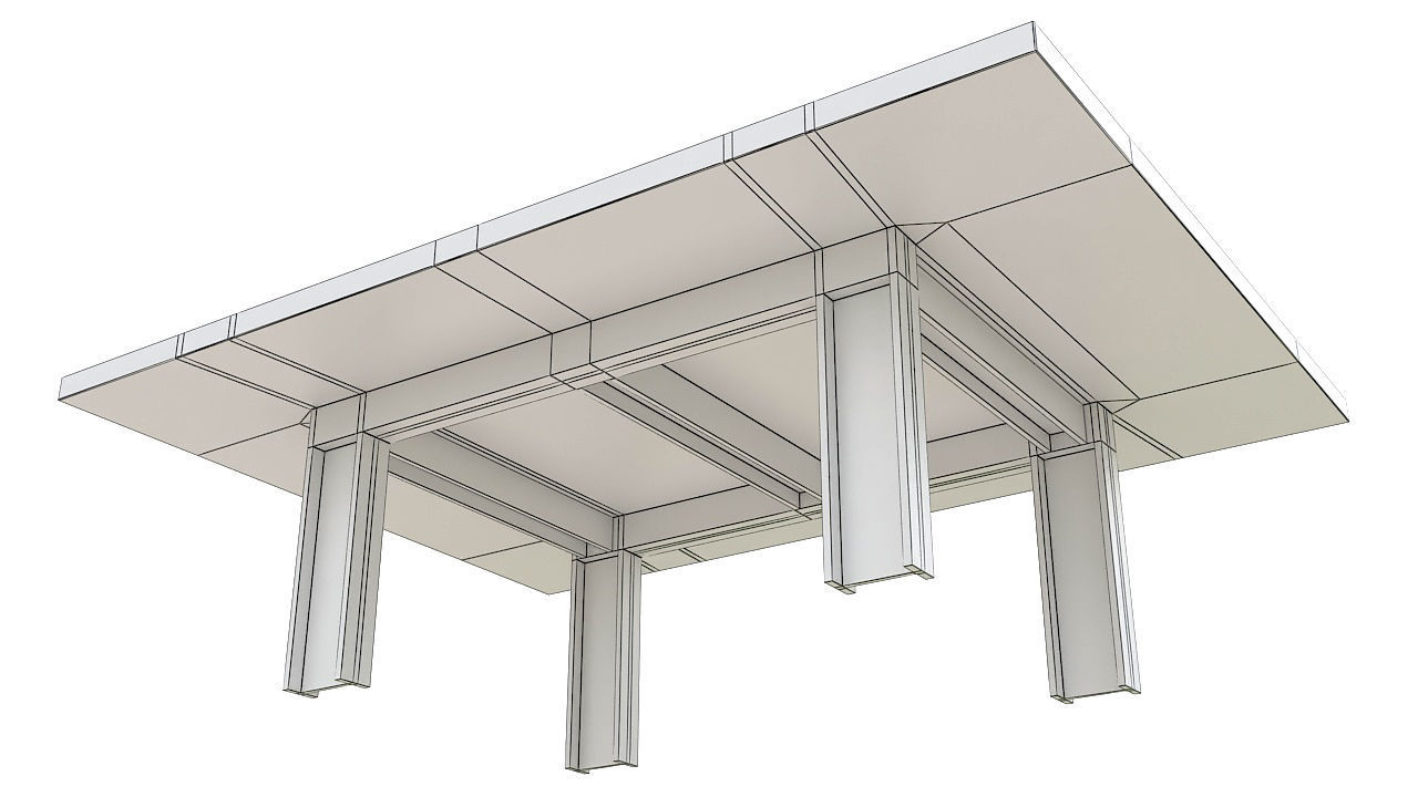 Big wooden table 3D model_6