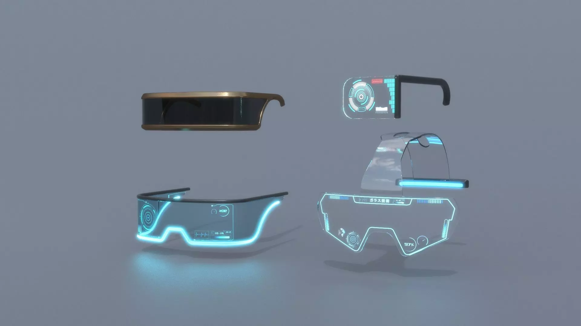 Sci-Fi Glasses Bundle 2 3D Model Collection_0