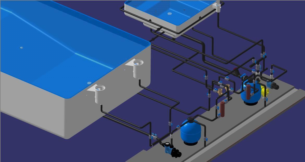 Skimmer Swimming Pool and Hot spa 3D model_1