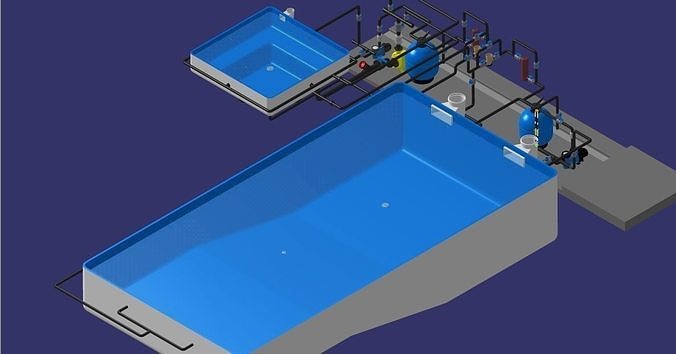 Skimmer Swimming Pool and Hot spa 3D model
