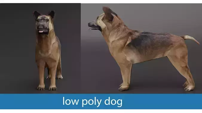 low poly dog model - ready for game Low-poly 3D model