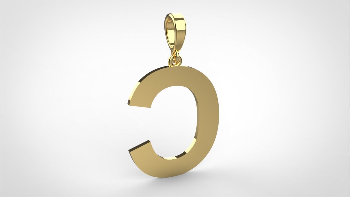 pendant alphabet arial  C small  3D print model_6