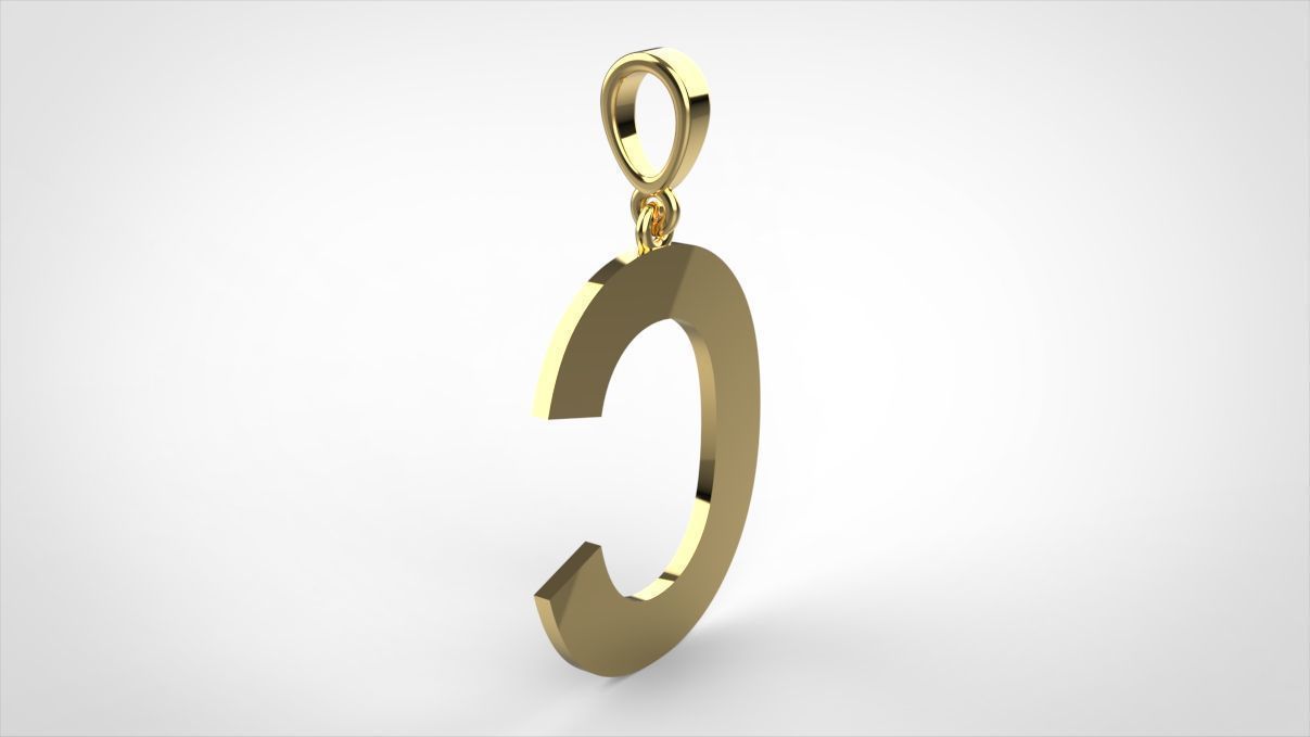 pendant alphabet arial  C small  3D print model_5