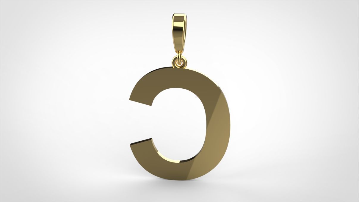 pendant alphabet arial  C small  3D print model_7