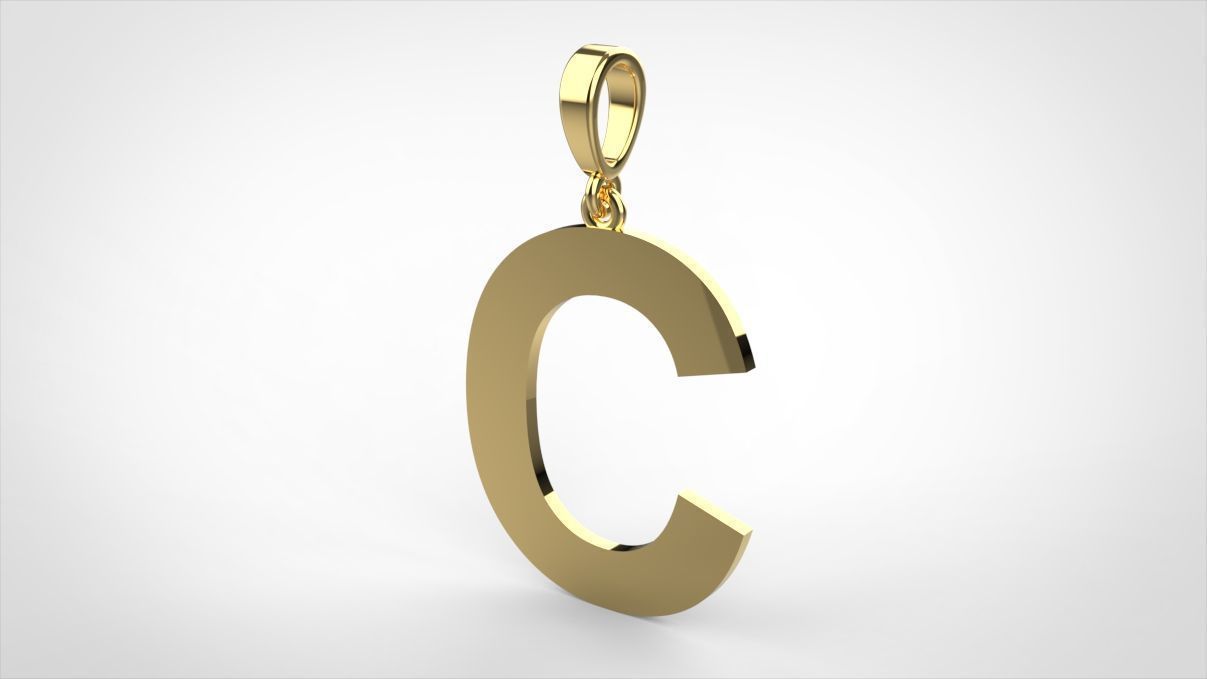 pendant alphabet arial  C small  3D print model_1