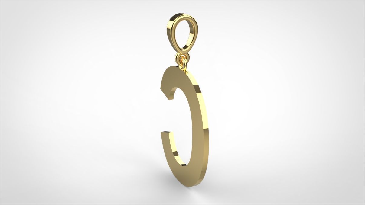 pendant alphabet arial  C small  3D print model_9
