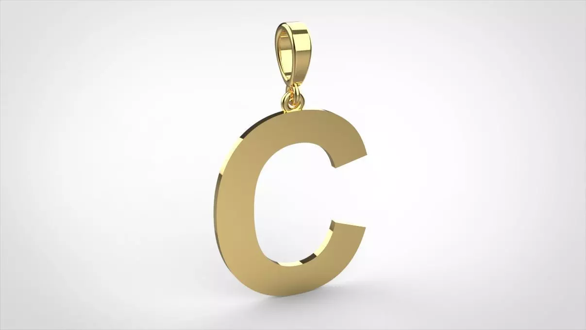 pendant alphabet arial  C small  3D print model_0