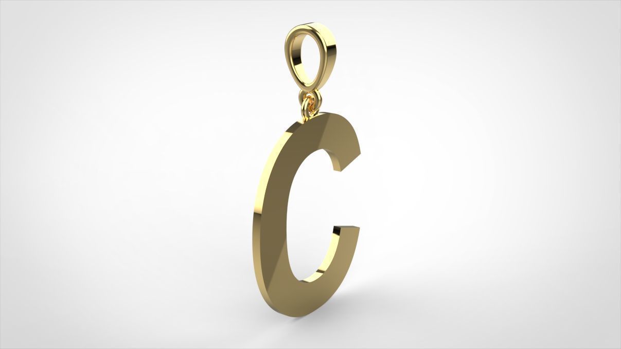 pendant alphabet arial  C small  3D print model_11