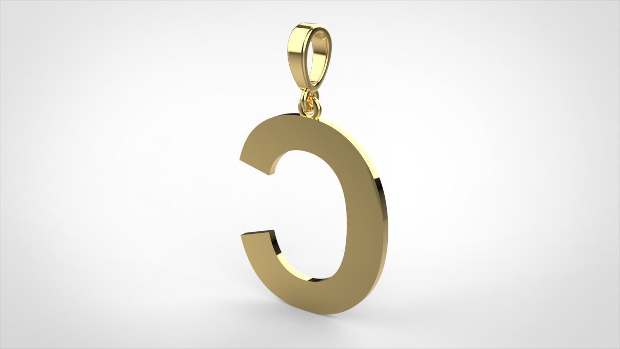 pendant alphabet arial  C small  3D print model_8