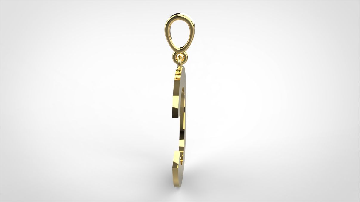 pendant alphabet arial  C small  3D print model_4