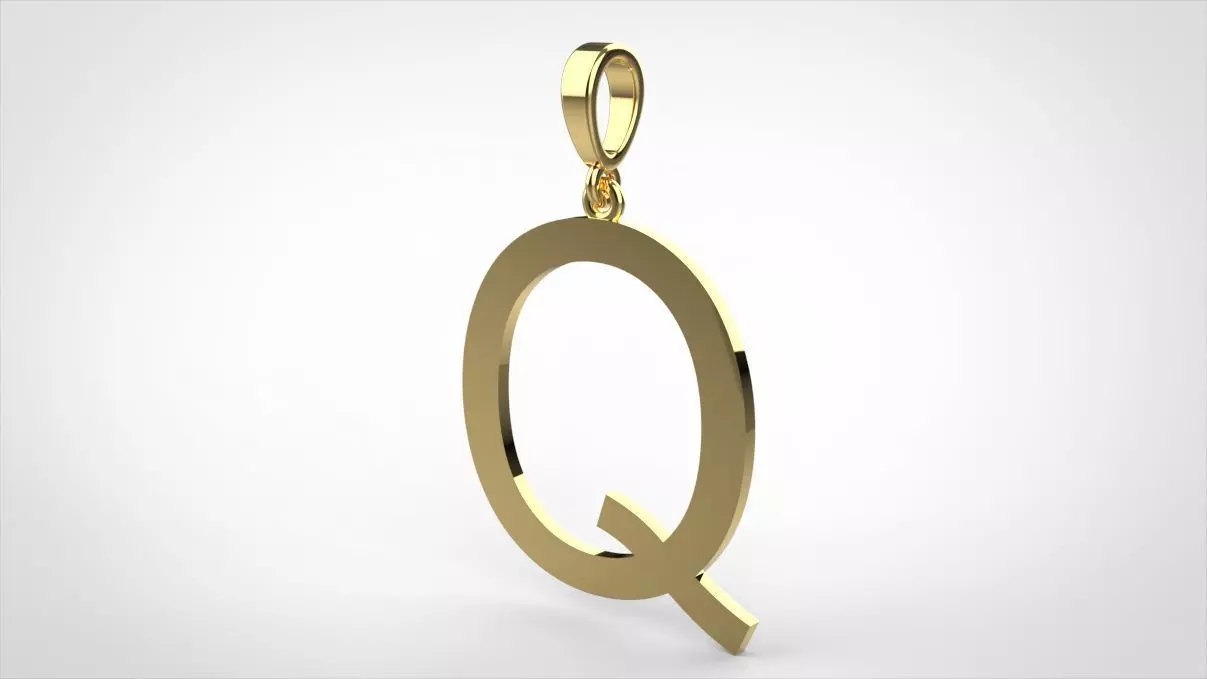 pendant alphabet arial Q small 3D print model