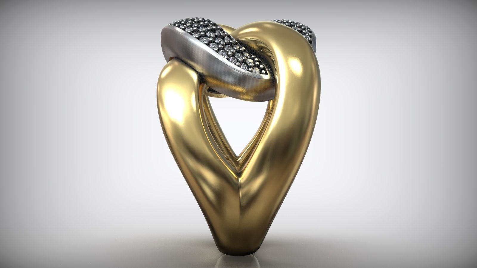 Right Hand Ring Cuban Chain Diamond Link 3D print model_4