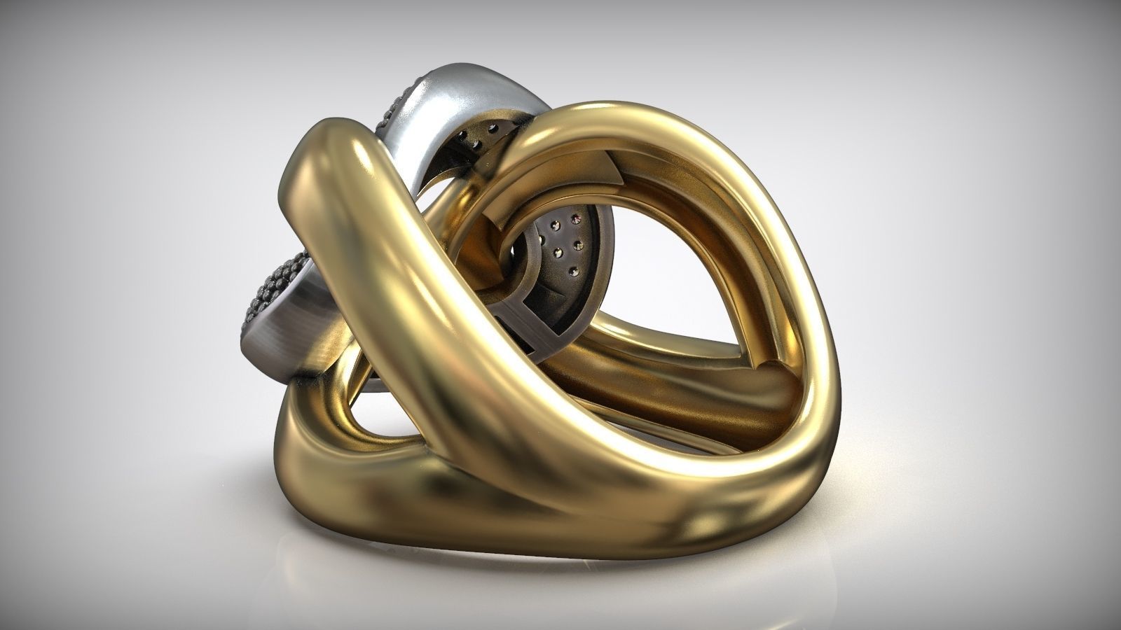 Right Hand Ring Cuban Chain Diamond Link 3D print model_5