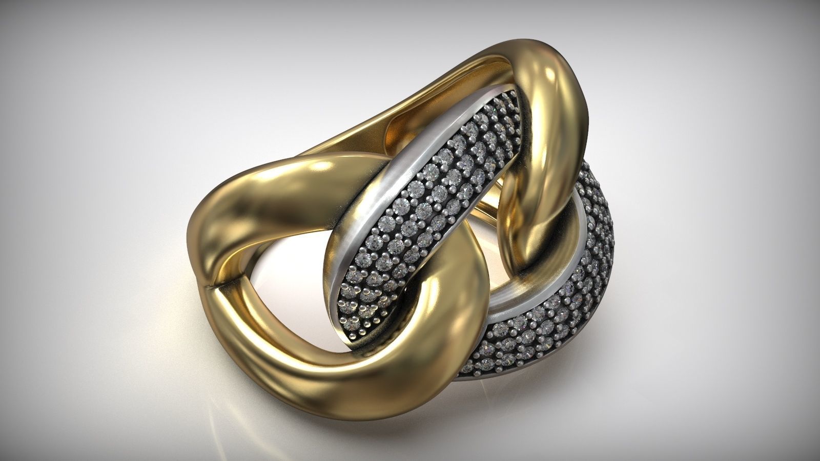 Right Hand Ring Cuban Chain Diamond Link 3D print model_6
