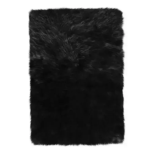 Faux Sheepskin Black Rug