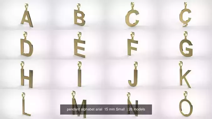 pendant alphabet arial  15 mm Small  3D Model Collection