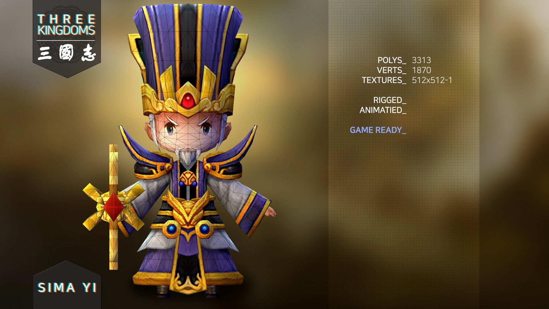 Three kingdoms - Sima Yi Low-poly 3D model_2