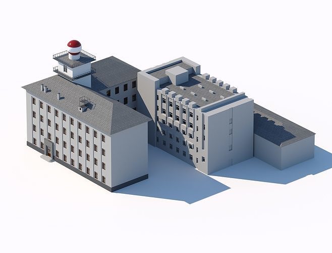 non-residential building for environment Low-poly 3D model