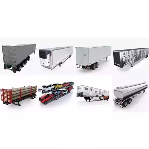 Semi-trailer container trailer 3D Model Collection