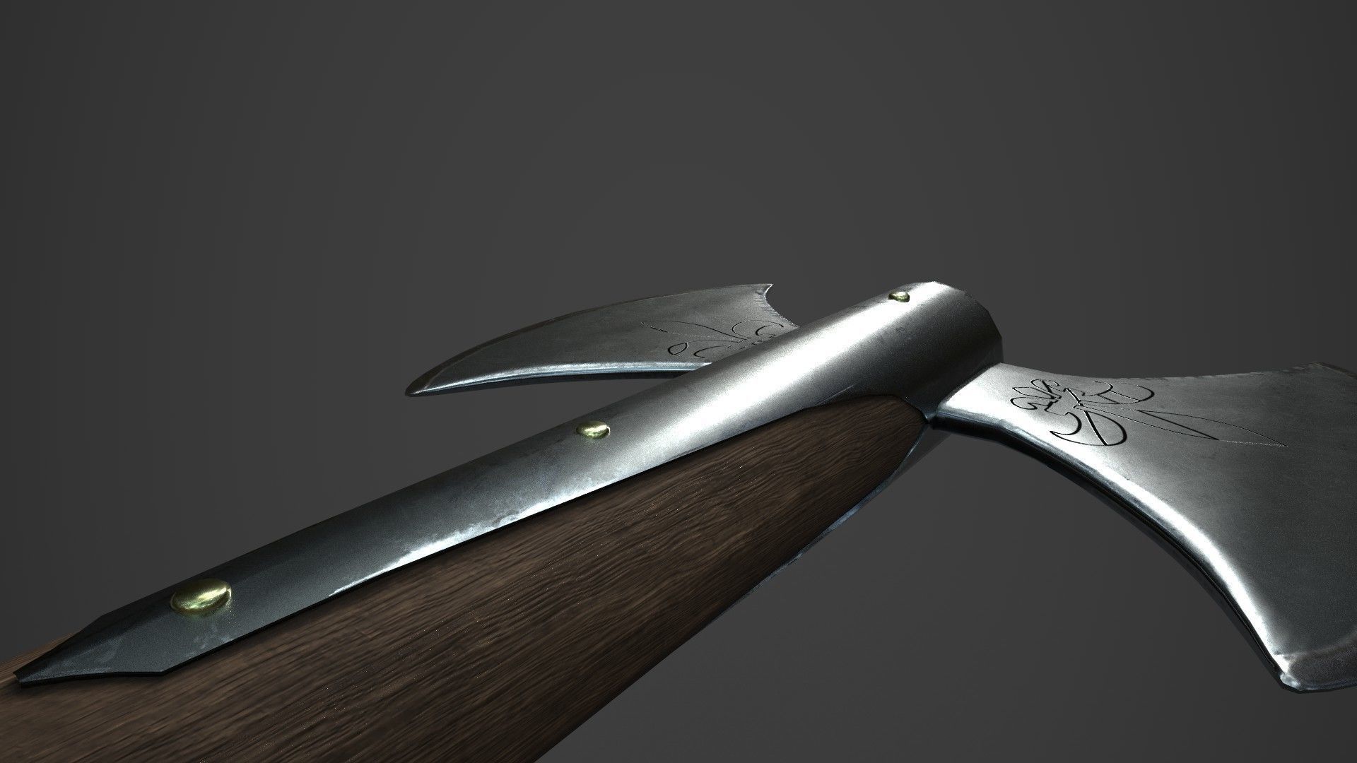 Medieval  Double Axe V2 3D model_6