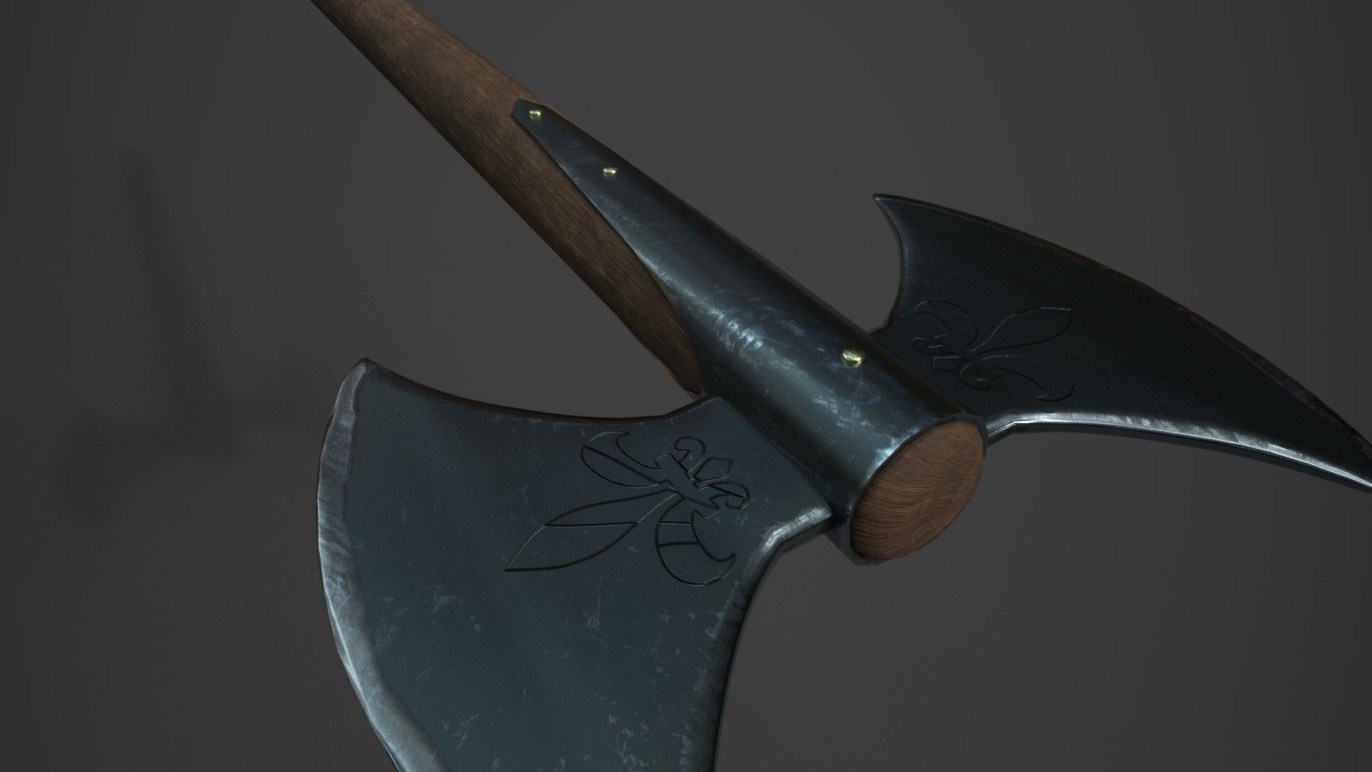 Medieval  Double Axe V2 3D model_3