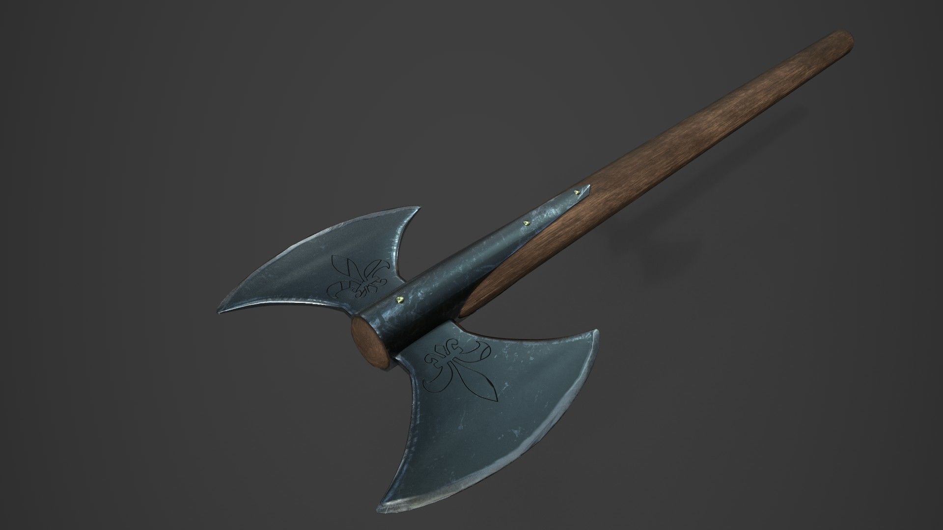 Medieval  Double Axe V2 3D model_4
