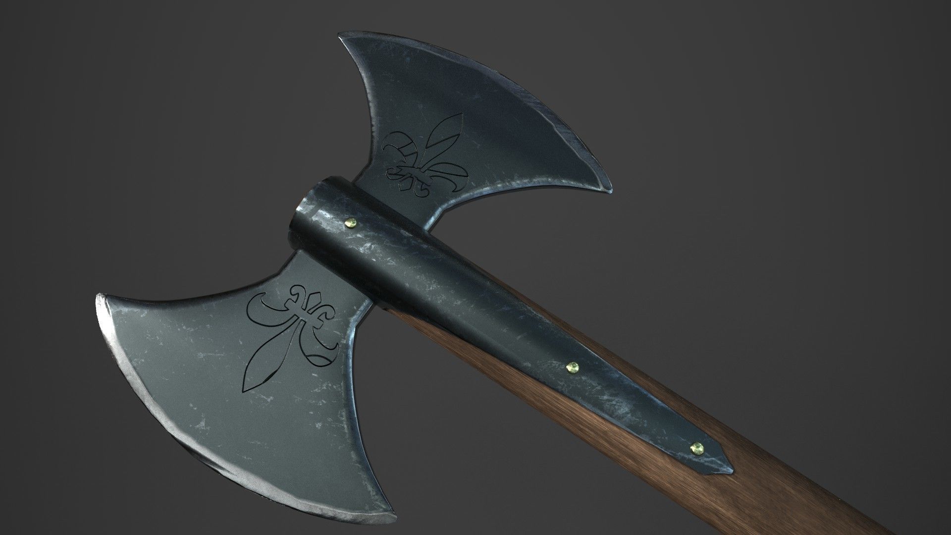 Medieval  Double Axe V2 3D model_5