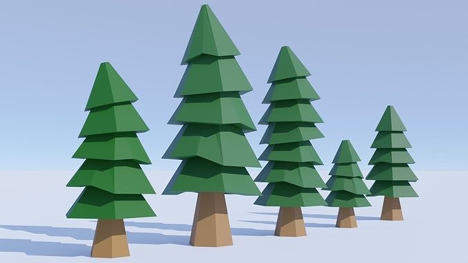 Lowpoly Conifer Tree pack Low-poly 3D model