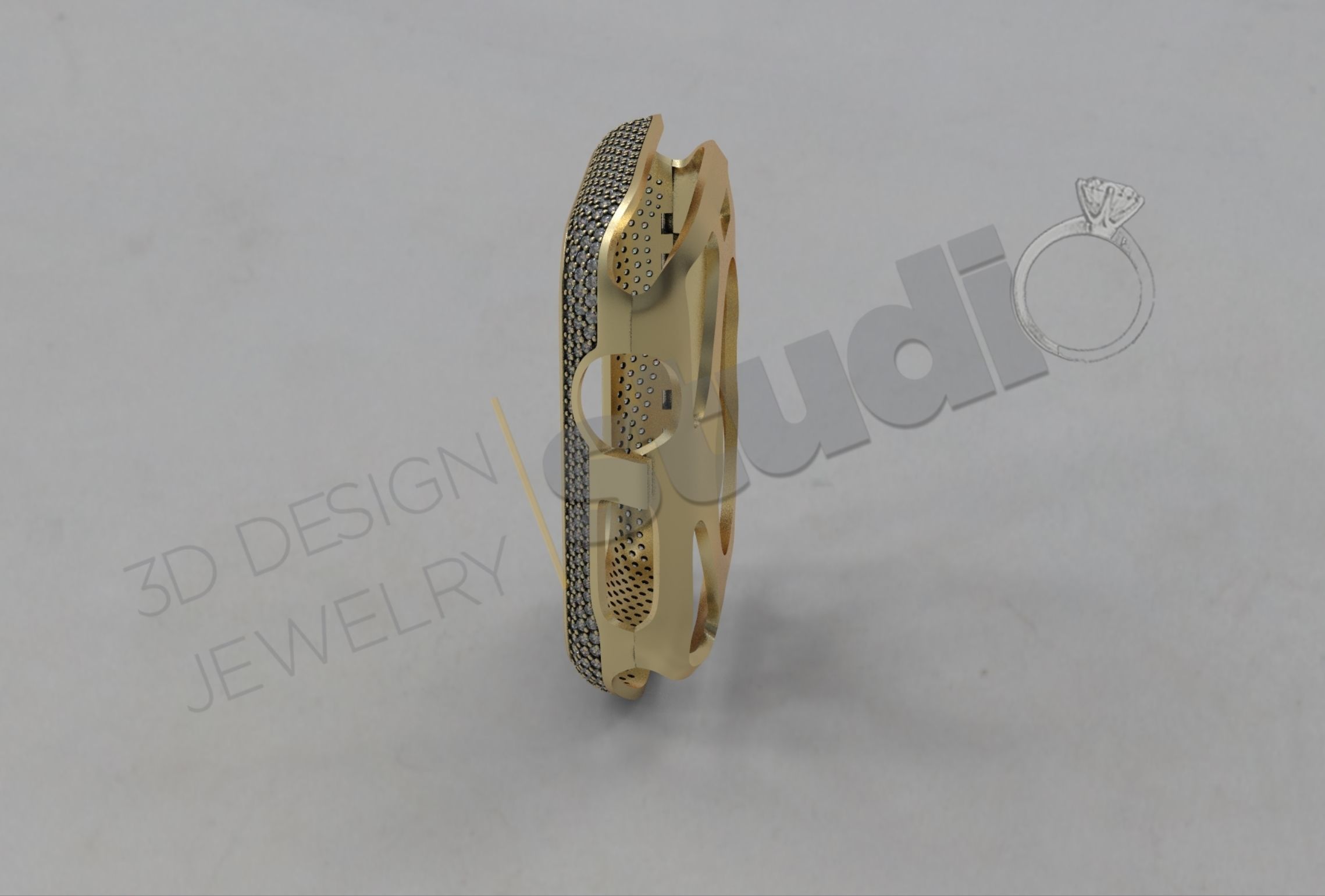 Apple iWatch series 7 45mm cover with diamonds 3D print model_3