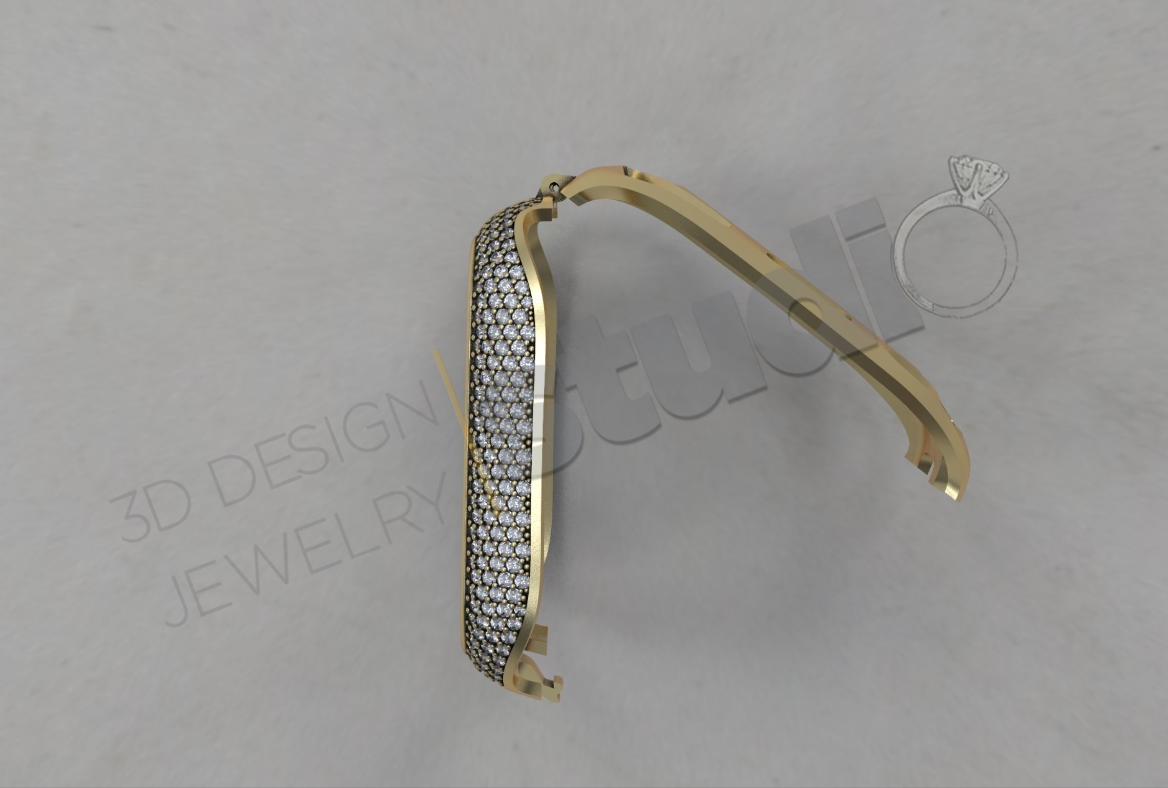 Apple iWatch series 7 45mm cover with diamonds 3D print model_5