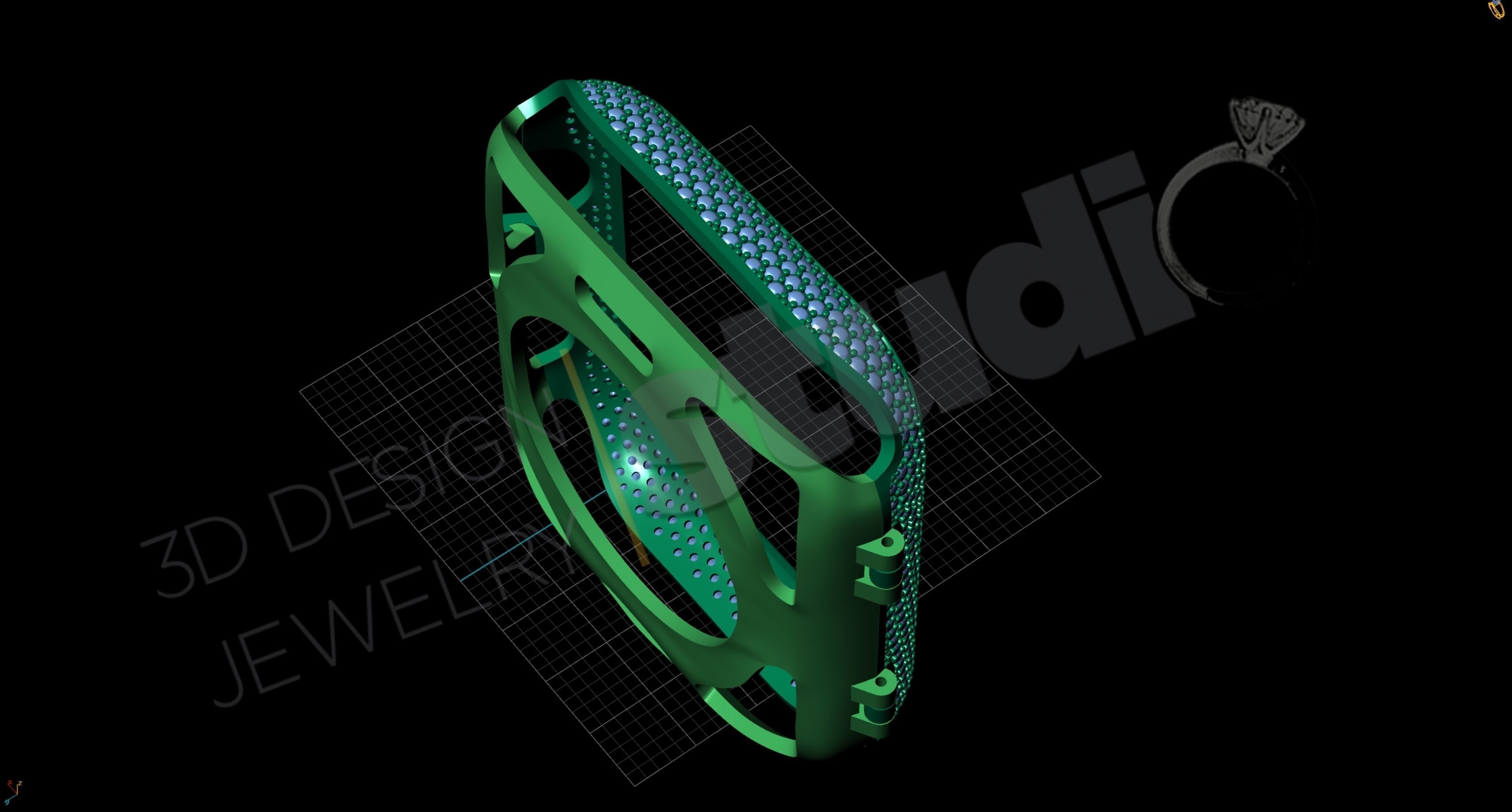 Apple iWatch series 7 45mm cover with diamonds 3D print model_11