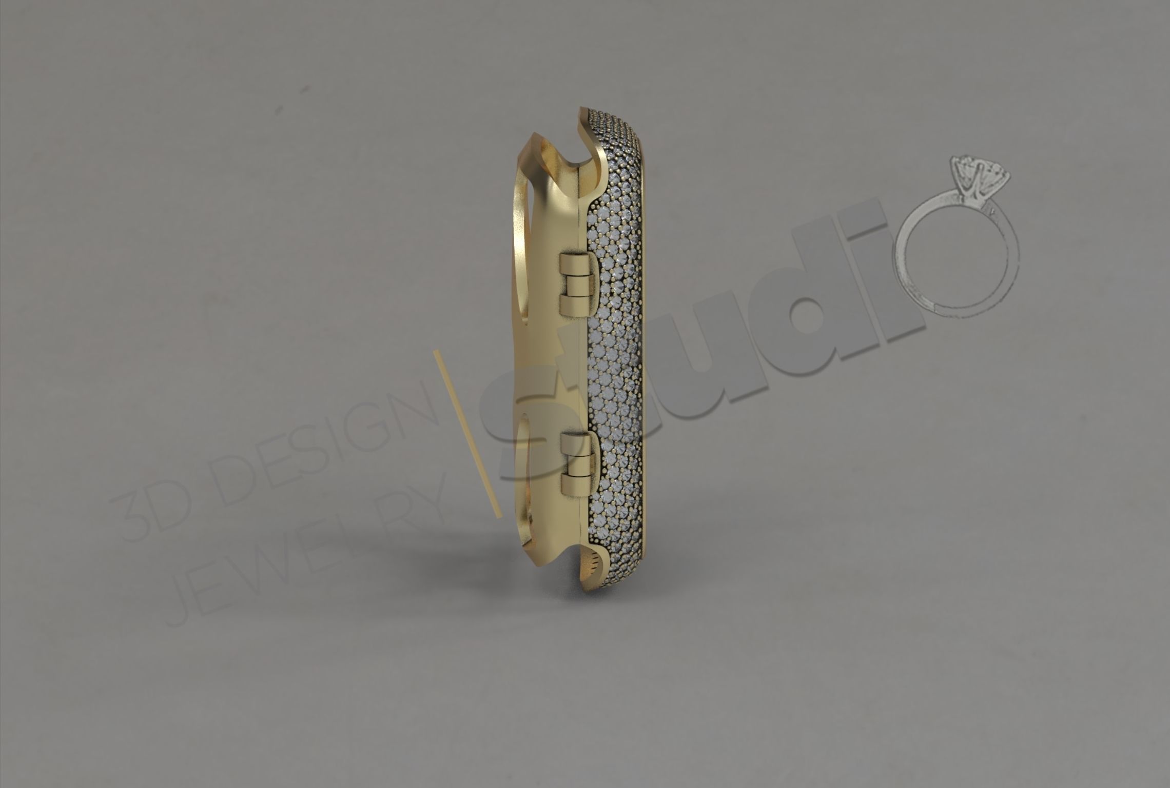 Apple iWatch series 7 45mm cover with diamonds 3D print model_2