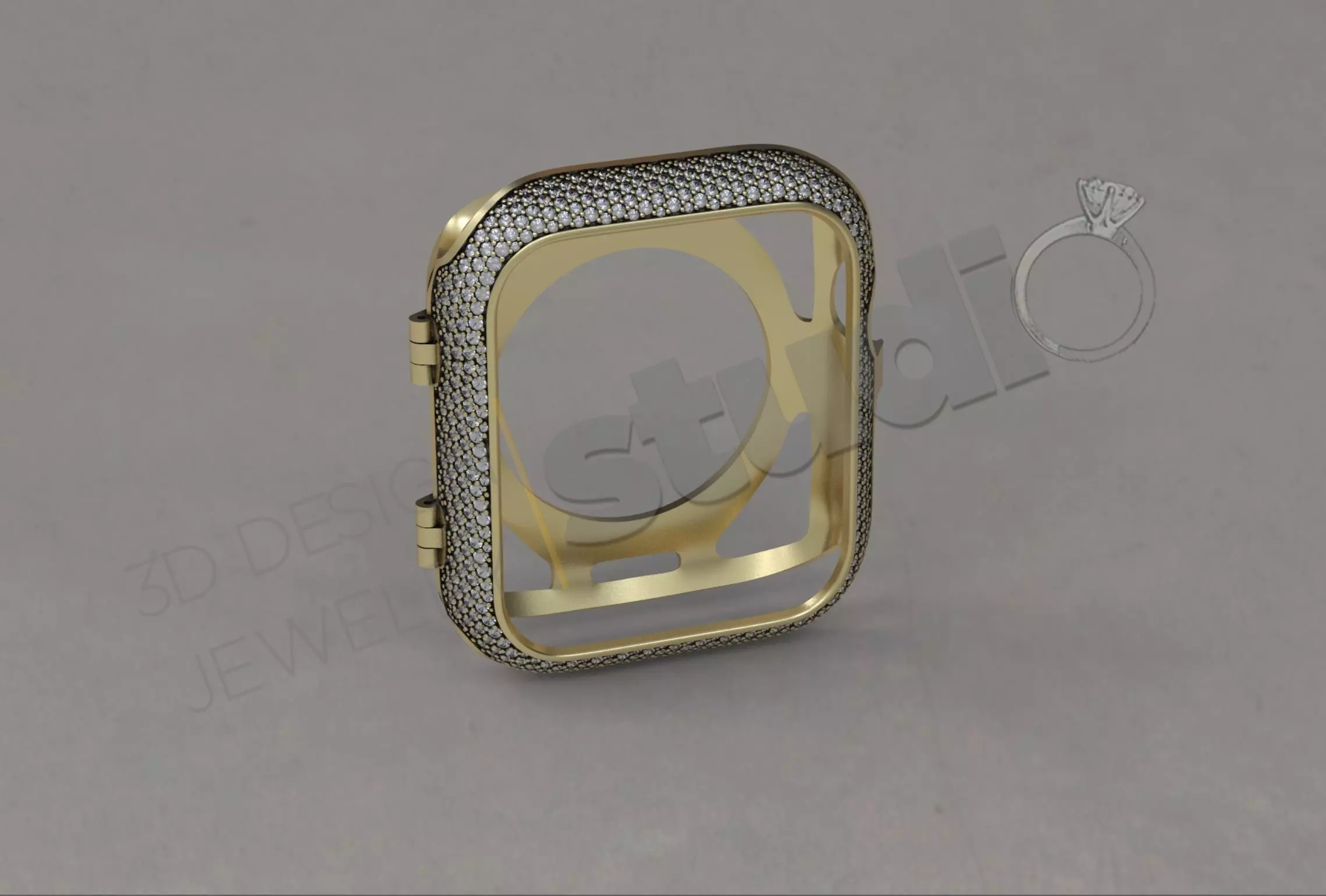 Apple iWatch series 7 45mm cover with diamonds 3D print model_0