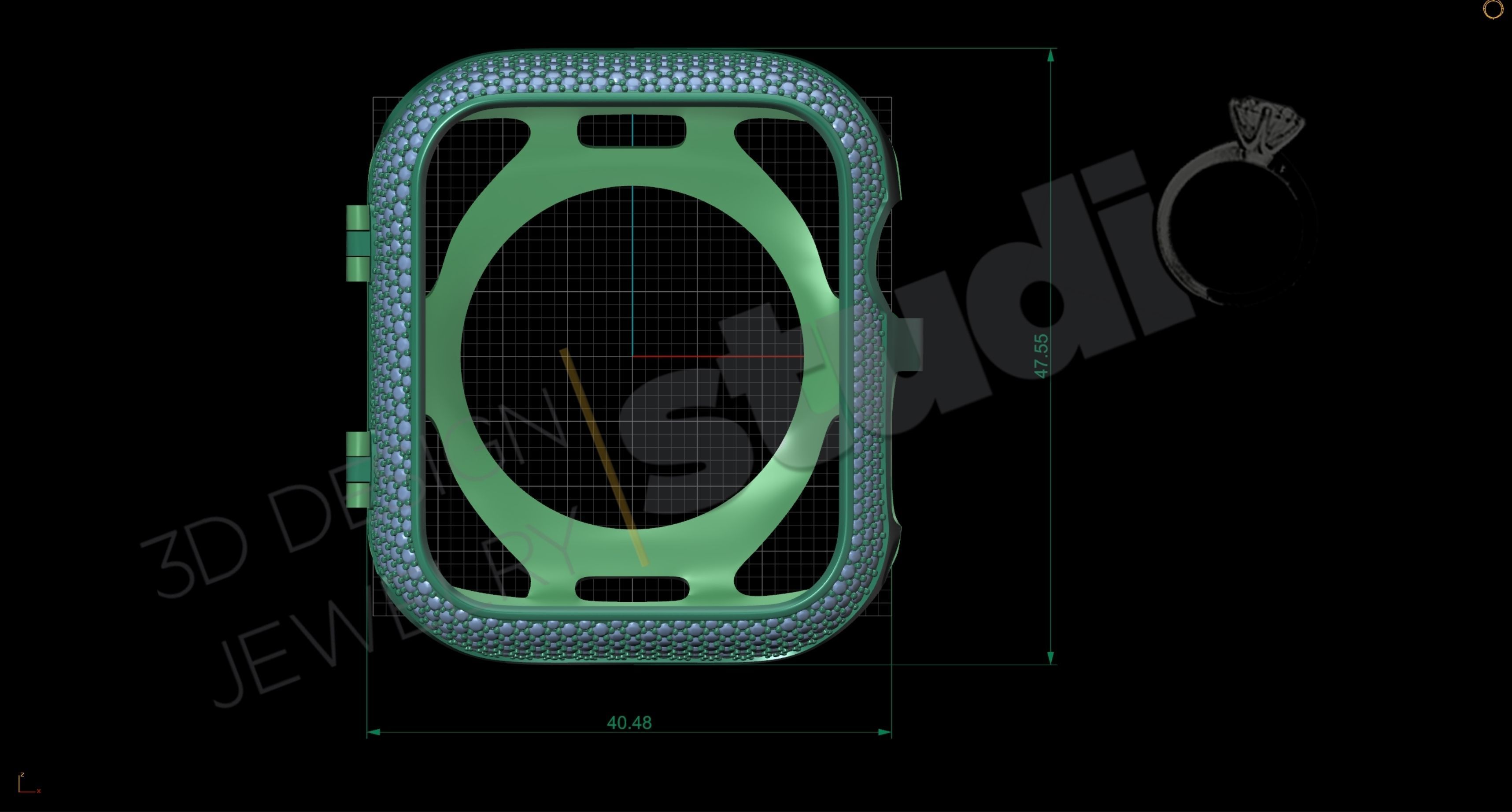 Apple iWatch series 7 45mm cover with diamonds 3D print model_7