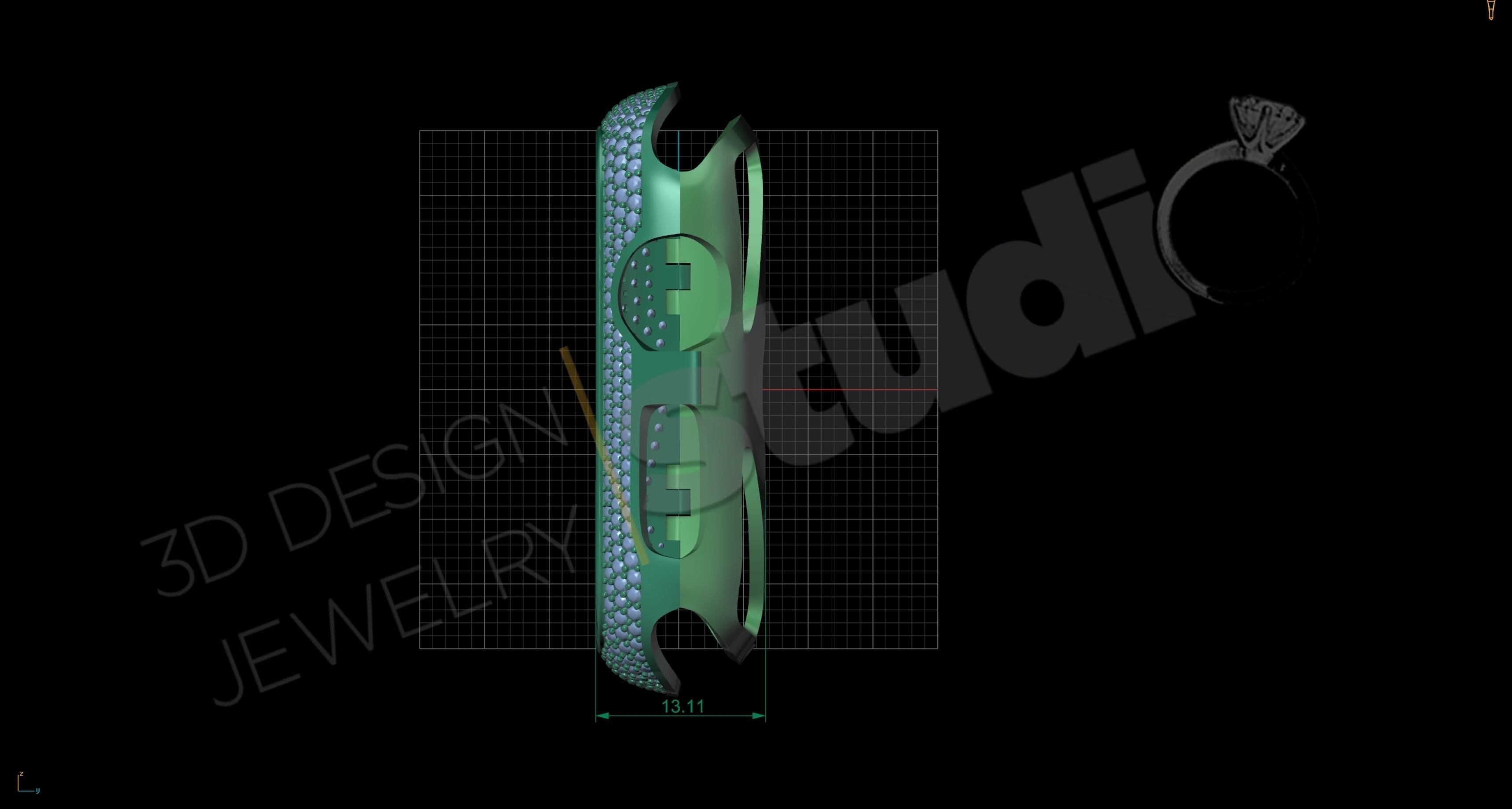 Apple iWatch series 7 45mm cover with diamonds 3D print model_8